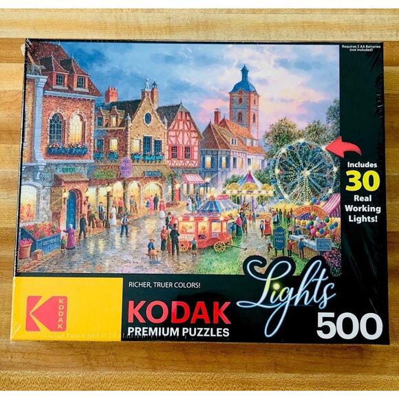 New Kodak Premium Jigsaw Puzzle Beary Patch Park 500pc Lighted Sealed 27x20 Inch - Picture 1 of 4